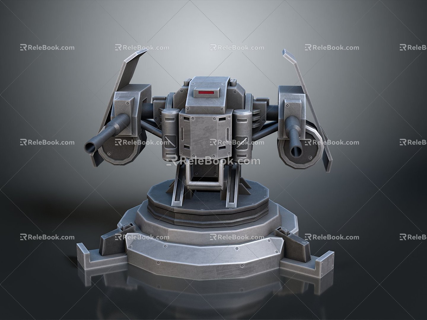 Turret Turntable Railgun Sci-fi Tower Defense Game Tower Defense Sci-fi Turret Game Turret Game Battery 3d model