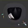 Cartoon Witch Game Character Black Hat White Cat Face Orange Candy Bag Lollipops And Sweets