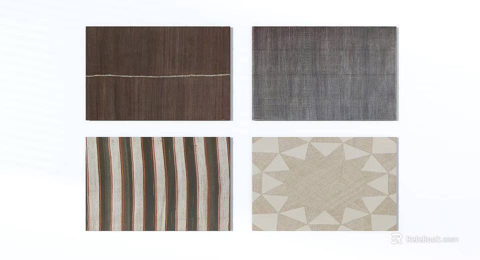 Square Rugs With Various Designs Including Striped Geometric Patterns Different Colors And Textured Surfaces 3d model