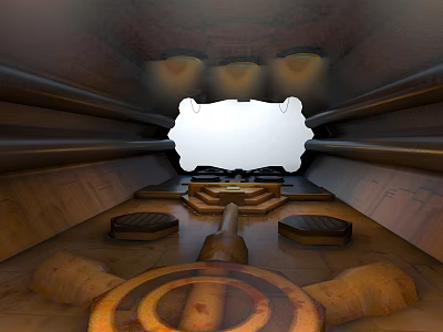 Sci Fi Chamber Interior With Illuminated Ceiling Opening Central Platform And Circular Floor Design 3d model