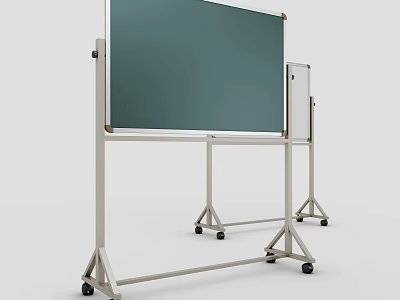 White Mobile Wheeled Whiteboard Stand Hangers With Two Sizes Large And Small 3d model