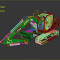 Green JCB Excavator With Tracked Undercarriage Enclosed Cab And Front Bucket