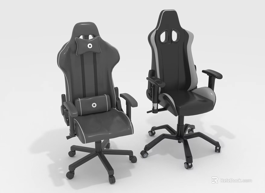 Modern Black White Gaming Chairs With Ergonomic Design And Comfortable Features 3d model 