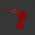 Double Barreled Cannon Weapon With Gray Metal Base And Mechanical Adjustment Parts