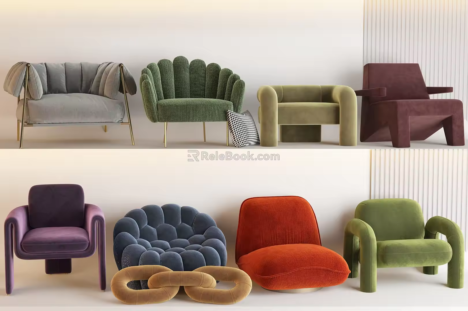 Single Sofa Combination Soft Bag Sofa Lazy Sofa Geometric Sofa Rabbit Sofa 3d model