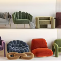 Single Sofa Combination Soft Bag Sofa Lazy Sofa Geometric Sofa Rabbit Sofa 3d model