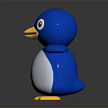 Cute Blue and White Penguin Doll with Big Eyes Open Arms and Yellow Feet
