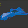 Futuristic Blue Sci Fi Spaceship 3D Model With Geometric Design Transparent Parts And Glossy Surface