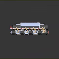 Tire Manufacturing Industrial Equipment With Black Cylindrical Parts Blue Panels And Copper Tubes