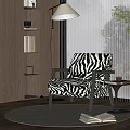 Zebra Print Leisure Chair In Modern Living Room With Side Table And Floor Lamp