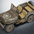 Classic Military Utility Vehicle Jeep With Star Emblem And Canvas Seats