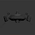 Sci Fi Spaceship Model In Gray With Multiple Modules Weapon Like Structures And Gradient Background 3d model