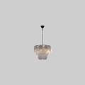 Modern White Scalloped Glass Chandelier With Metal Chain Hanging Lighting Fixture