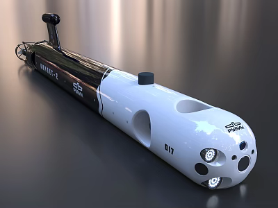 White Black Underwater Drone With Front Lights And Model 617 3d model