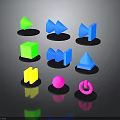 Colorful Geometric Shapes Collection Featuring Green Triangle Blue Cube Yellow Rectangle And Pink Sphere