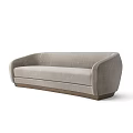 Modern Two Seater Sofa in Light Gray Velvet with Sleek Design and Wooden Base