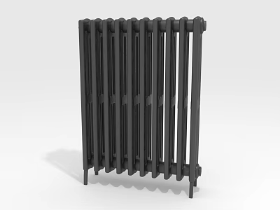 Black Cast Iron Vertical Radiator With Classic Design And Home Heating Function 3d model