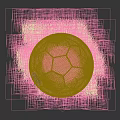 Sports Equipment Yellow Soccer Ball With Signatures On Green Grass Wooden Block
