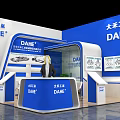 DAHE Industrial Exhibition Booth With Blue And White Design Display Area And Reception Counter