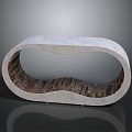 Modern Unique Coffee Table With Curved Concrete Frame And Wooden Interior