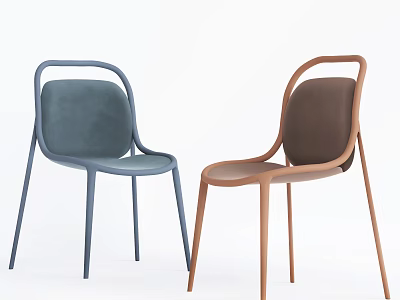 Blue and Brown Modern Minimalist Leisure Chairs With Sleek Frame Ergonomic Design and Padded Seats 3d model
