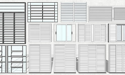 modern blinds glass blinds sliding wood windows 3d model