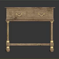 Classic Wooden Console Table With Two Drawers Golden Handles And Gold Accent Decorative Legs
