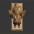 Golden Winged Lion Statue With Detailed Wings And Ornate Pedestal