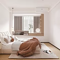 Modern Bedroom Interior Design With Cozy Bed Soft Curtains And Plush Rug