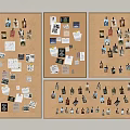Corkboard Wall Decor with Pinned Photos Notes and Cards on Wooden Panels