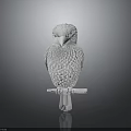 White Bird Sculpture Perched on Wooden Branch with Detailed Feather Texture