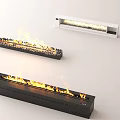 Modern Linear Fireplaces With Burning Flames In Black And White Designs 3d model