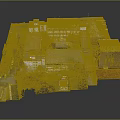 Cartoon Scene Of Campus Model With Various Buildings Trees Roads And Vehicles