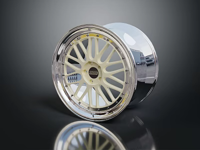 Chrome Alloy Wheel With Stylish Spoke Design Center Logo And Shiny Reflective Surface 3d model