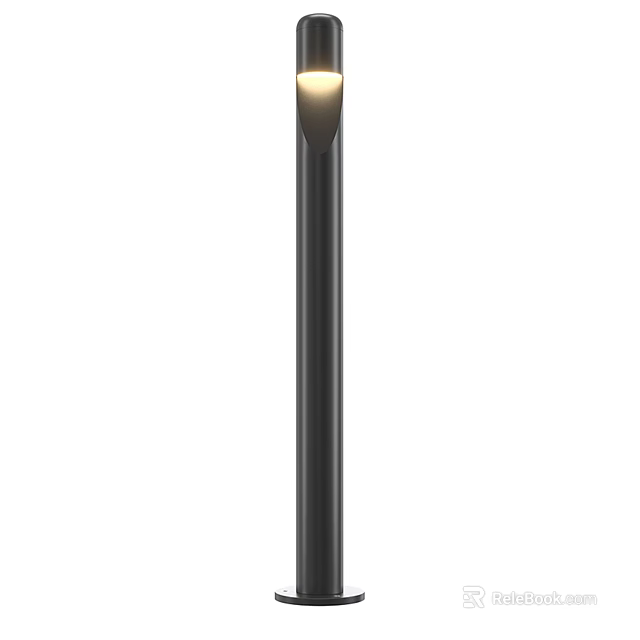 Modern Sleek Black Metal Outdoor Light with Tall Pole for Garden Pathway Illumination 3d model 