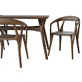 Modern Wooden Dining Table And Chairs Set With Minimalist Design And Solid Structure 3d model