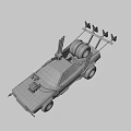 Rusty Modified Post Apocalyptic Car With Weapon Large Tires And Armored Design