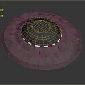 Pink Circular UFO Spaceship Featuring Dark Center And White Lights For Alien Character And Creature