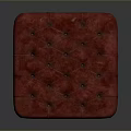 Elegant Wooden Frame Stool With Red Tufted Upholstered Cushion Classic Design