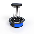 3D Model of Double Circular Platforms With Vertical Rods and Blue Base