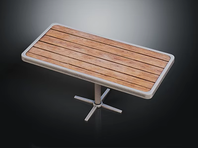 Stylish Rectangular Table With Wooden Tabletop And Durable Metal Stand Design 3d model