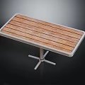 Stylish Rectangular Table With Wooden Tabletop And Durable Metal Stand Design 3d model