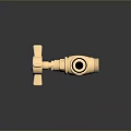 Golden Brass Valve Pipe Fitting With Handle And Connections On Dark Background With Reflection 3d model