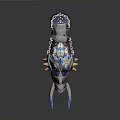 Mythical Armored Boar Creature With Blue Glowing Tusks Spiked Back And Chain Armor