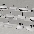 Modern Bathroom Sinks With Various Shapes And White Ceramic Design 3d model