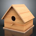 Natural Wooden Birdhouse Design With Sloped Roof Circular Entrance And Stable Base