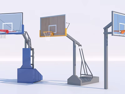 Basketball Sports Equipment With Adjustable Sturdy Frames And Different Base Designs 3d model