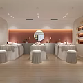 Elegant Modern Beauty and Hair Salon Interior With Styling Chairs Product Shelves And Soft Lighting