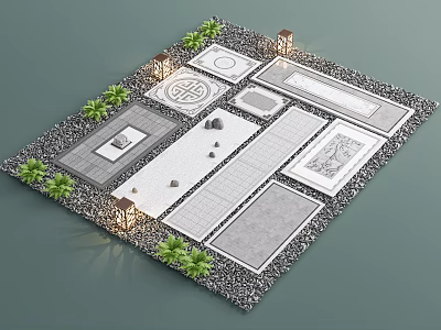 New Chinese Style Paving Garden Paving Floor Paving Setches Landscape Square Paving Courtyard Paving Courtyard Tiles 3d model