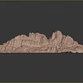 3D Mountainous Terrain Model With Detailed Elevated Features And Landscape Structure